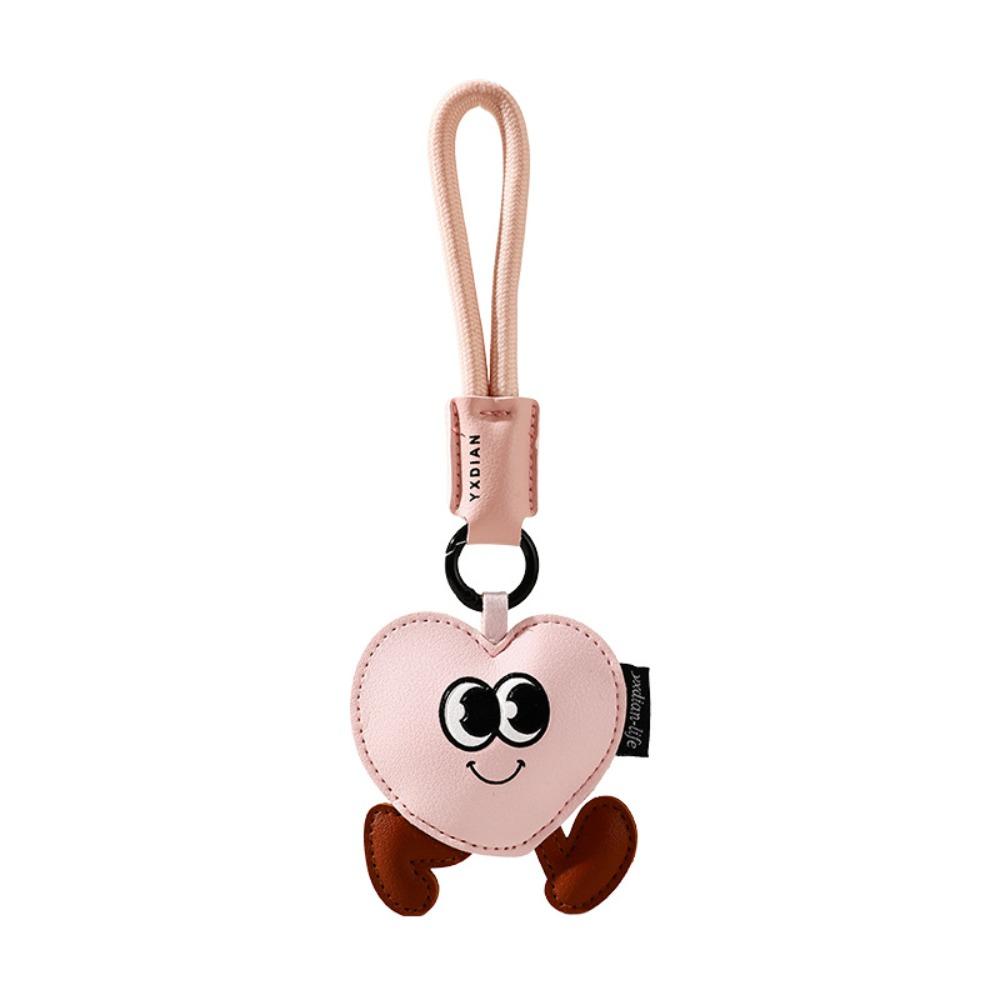 Big Eyes Leather Flower Pendant Cute Heart Pendant Keychain Kawaii Cartoon Keychain  Gift