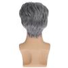 Middle-Aged Men's Side-Part Textured Wig, Grey Short High-Temperature Fiber Hairpiece