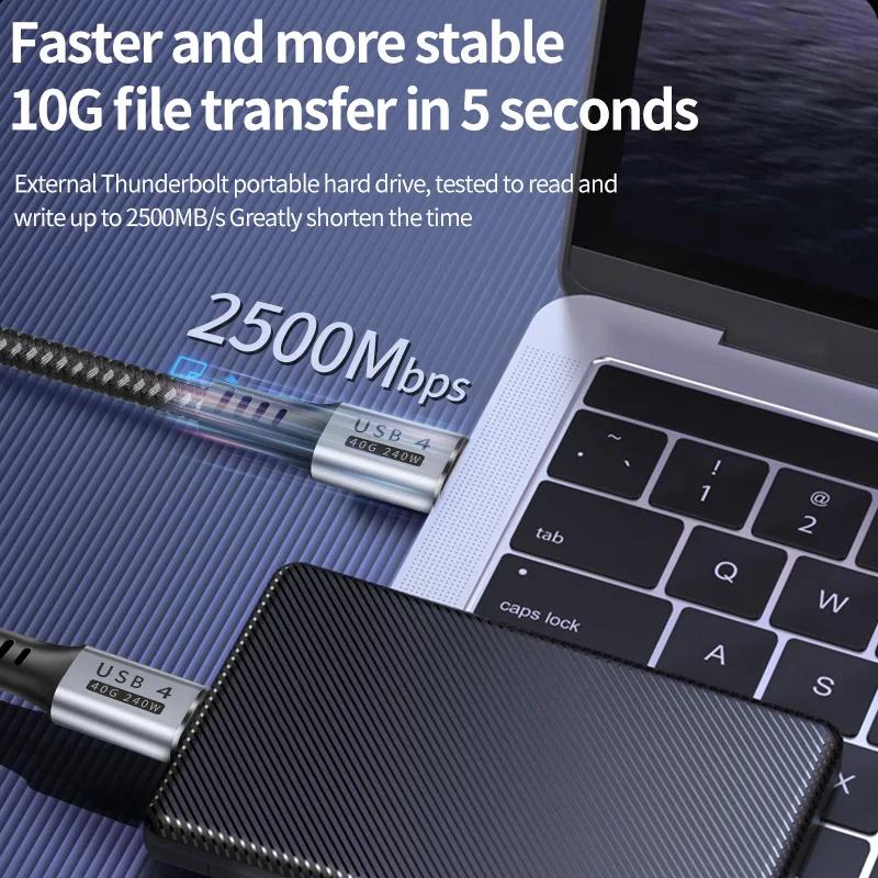 240W USB4 Cable PD Fast Charging Cable 8K@60Hz 40Gbps Type-c Data Video Cord For Samsung Xiaomi Macbook Pro iPad