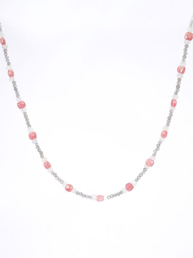 Harang Hr 39N_Pink Moonstone Labradorite Beads Necklace