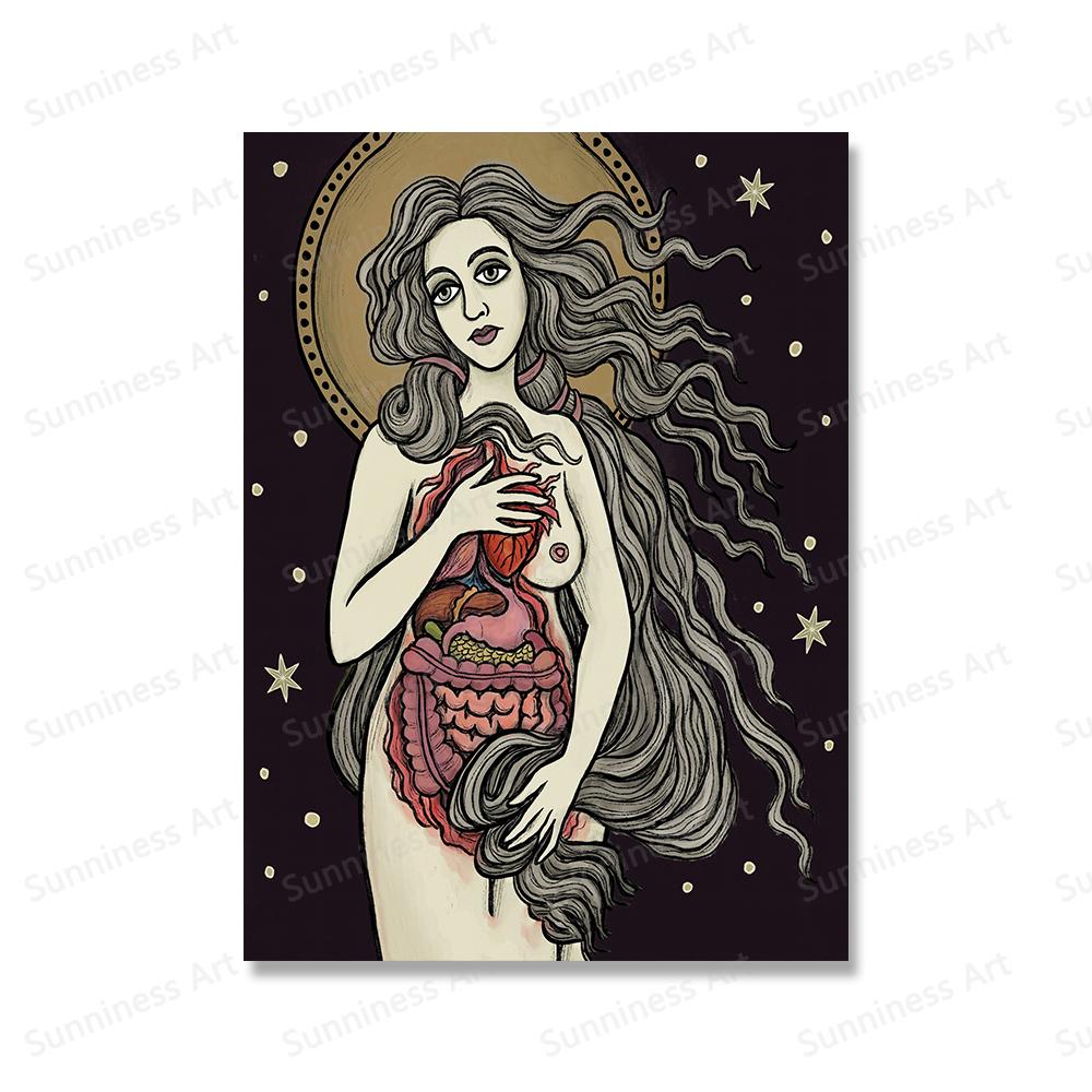 Retro Witch Poster Anatomical Venus Canvas Painting Print Vintage Plague Doctor Goddess Wall Pictures fures Baby Kids Room Decor