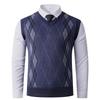 Men's Warm Vest Waistcoat for Autumn and Winter Middle-aged Plus Fleece Thickened Sleeveless Pullover Knitted Sweater