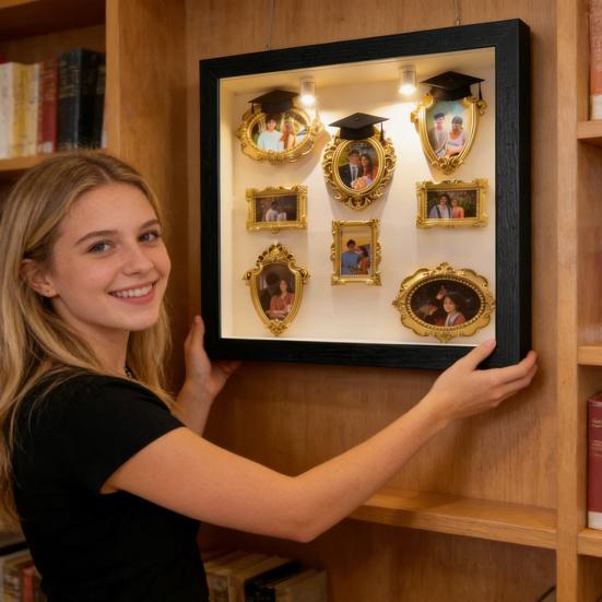 Набір «Зроби сам» Міні-музей Силуетна коробка зі світлом Міні-музей Рамки для фотографій з випускними ковпаками Вітрина для спогадів для випускників