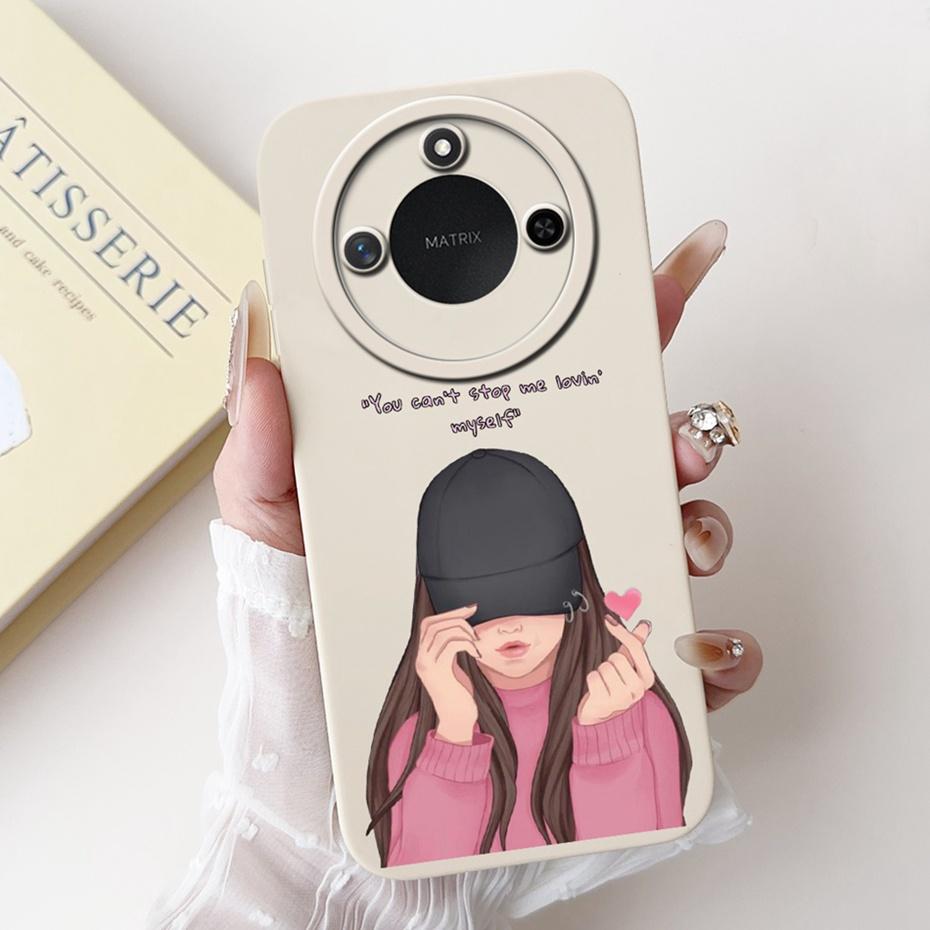 Phone Case For Honor X9c Smart 5G Pretty Girl Flower Printed Soft Silicone Back Cover For Honor X9C X9cSmart Cases Bumpers