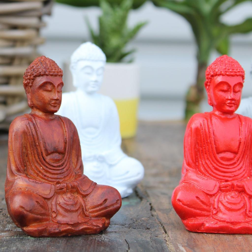 Mini Buddha Statues Assorted Colors Set of 6