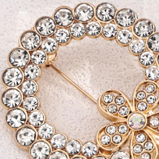 Decorative Shirts Brooch Women Hollow Rhinestone Ring Brooch, Dainty Circle Lapel Elegant Pin Pin, Sweater Cardigan Coat Dress Jewelry Accessories