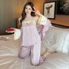 Women's Pajamas Set Silk Satin Sleepwear 3 Piece Suit Pyjama Femme Nightwear Loungewear for Spring Autumn Home Wear Clothing