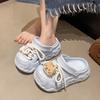 Niche Design Hole Shoes for Women In 2025 New Summer Wear Thick Soles To Increase the Height of Two Women Wearing Bag Head Cool Slippers