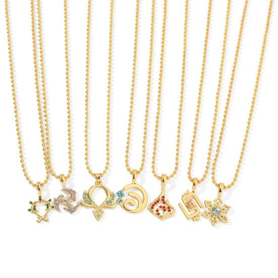 Genshin Impact Chain Rhinestone Inlay Cartoon Game Pendant Golden Color Bead Chain Dress-Up Accessories