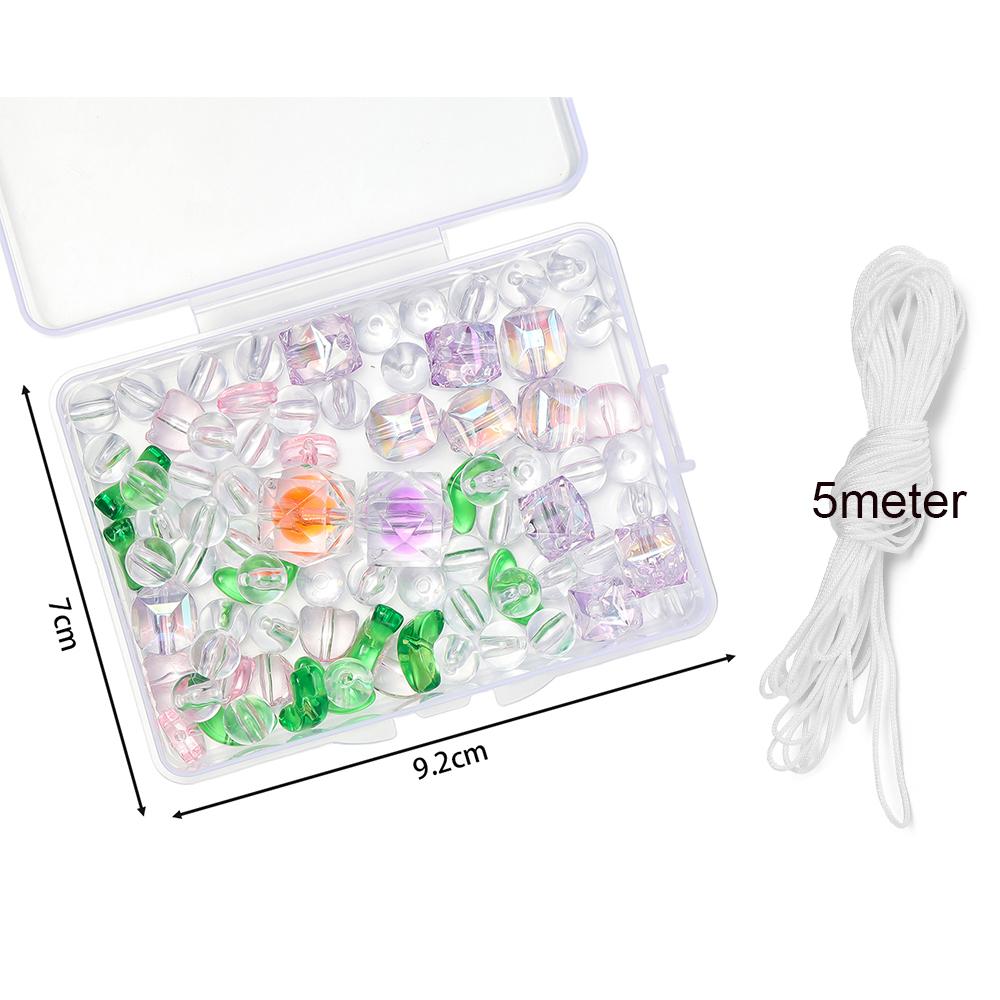 

72pcs/Box Acrylic Faceted Round Spacer Beads Tulips Bead with 0.8mm Cord for DIY Phone Chain Bracelet Jewelry Making Supplies