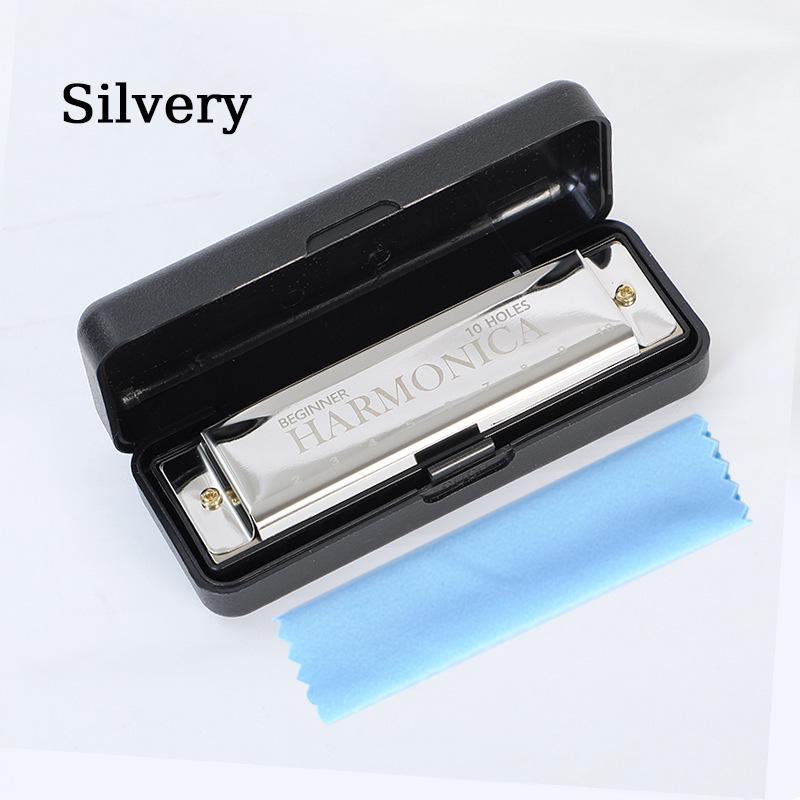 

Colorful 10-Hole Metal Harmonica for Beginners - Perfect Wind Instrument for Students, Kids, Men & Women