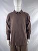 Men's Loose Fit Miyake-Style Pleated Polo Shirt - Solid Color, Long Sleeve, Classic Japanese Design
