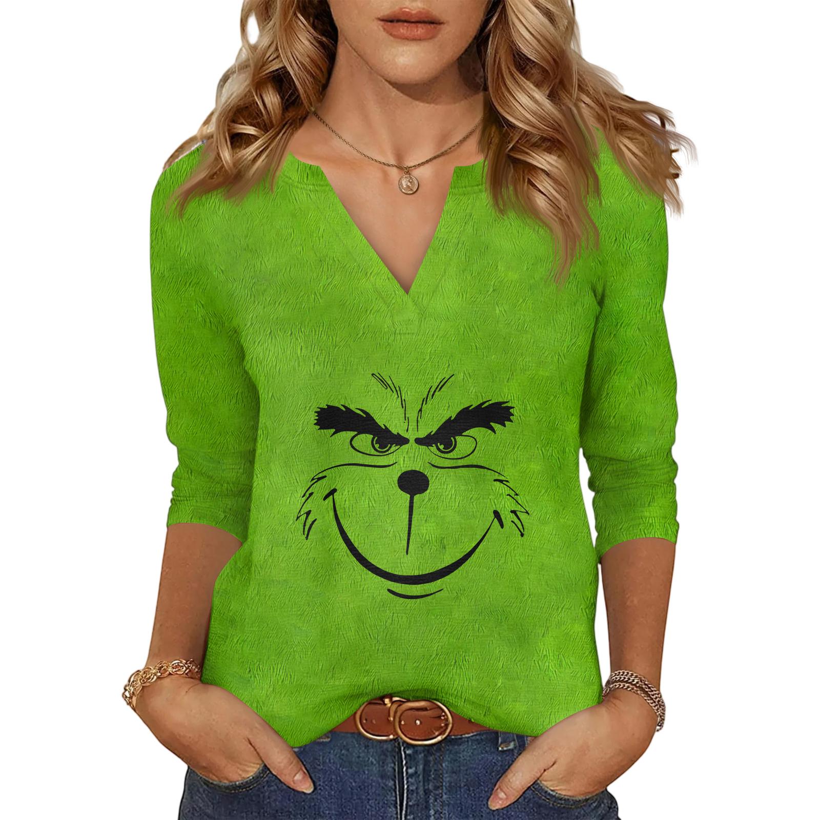 

Женский повседневный модный сексуальный удобный топ с V-образным вырезом и рукавом три четверти на Рождество M