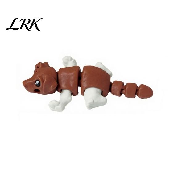 Exquisite Texture Sculpture Articulated Dog Figurine, 3D Printed Cute Puppy with Movable Joints, Ornament Colorful Desk Pet for Home Office,