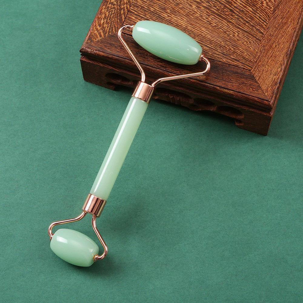 Heart-Shaped Rose Quartz Dual Roller & Massage Board Set - Non-Jade White Facial Tool