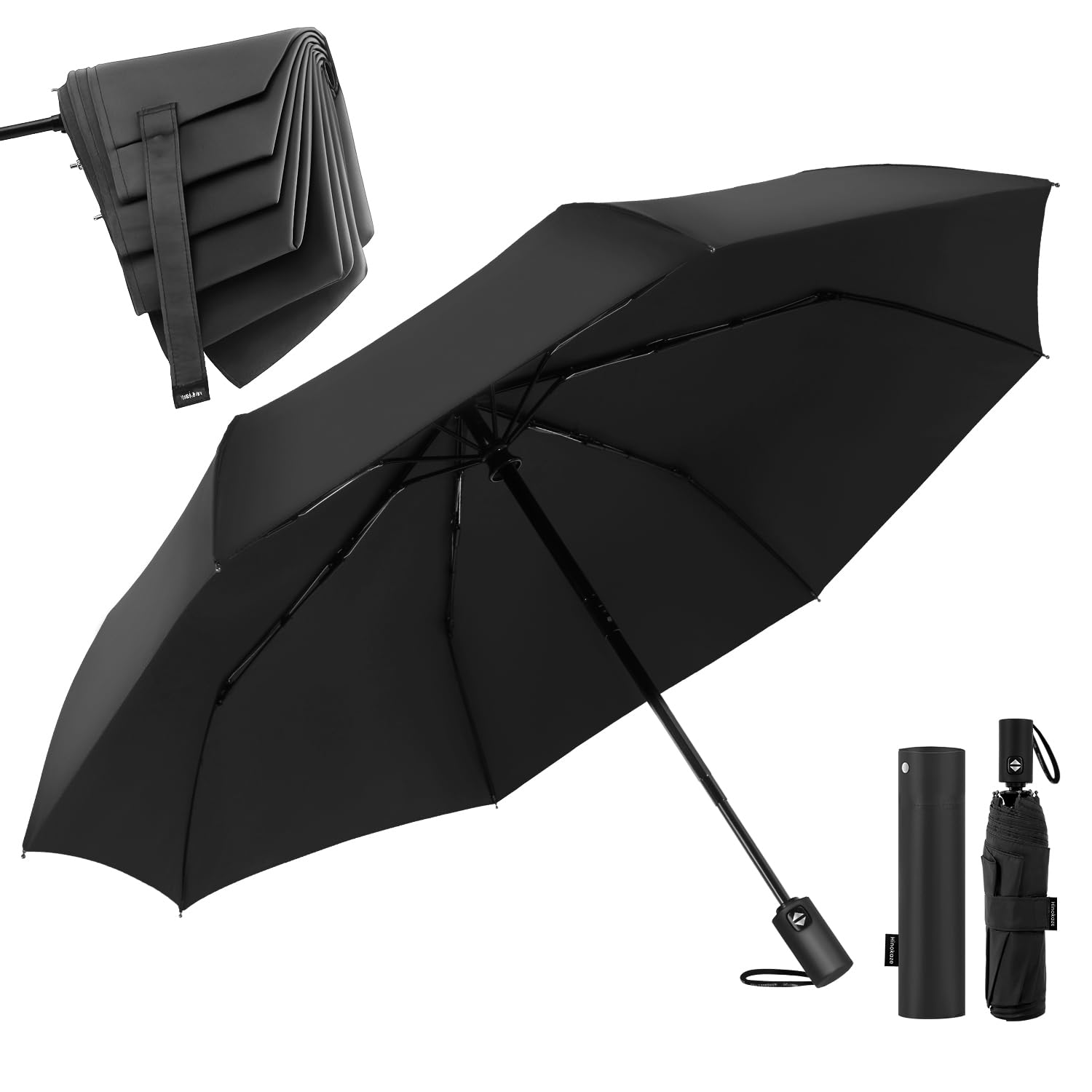 

HINOKAZE Folding Automatic Memory Folds in 3 8 Automatic Folds for Men and Portable Umbrella, One-Touch Open/Close, Men s [Shape Umbrella, Seconds] чорний