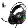 Wired Gaming Headset with RGB Light, 50mm Driver 360° Bendable Noise‑cancelling Mic 3.5mm USB Gaming Headphones for PC PS4 Xbox One