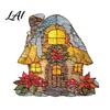Transparent Acrylic Window Art Moon-Shaped Wreath Hanging Ornament Butterfly Angel Floral Stained Glass Style Mosaic Daily Home Furnishings