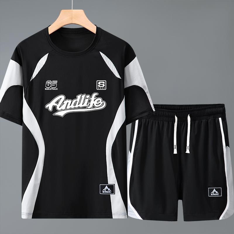 Nadměrná velikost 5XL-12XL Nadměrná velikost Sportovní set 2 kusy Pánská trička s krátkým rukávem Oversize Šortkové sety