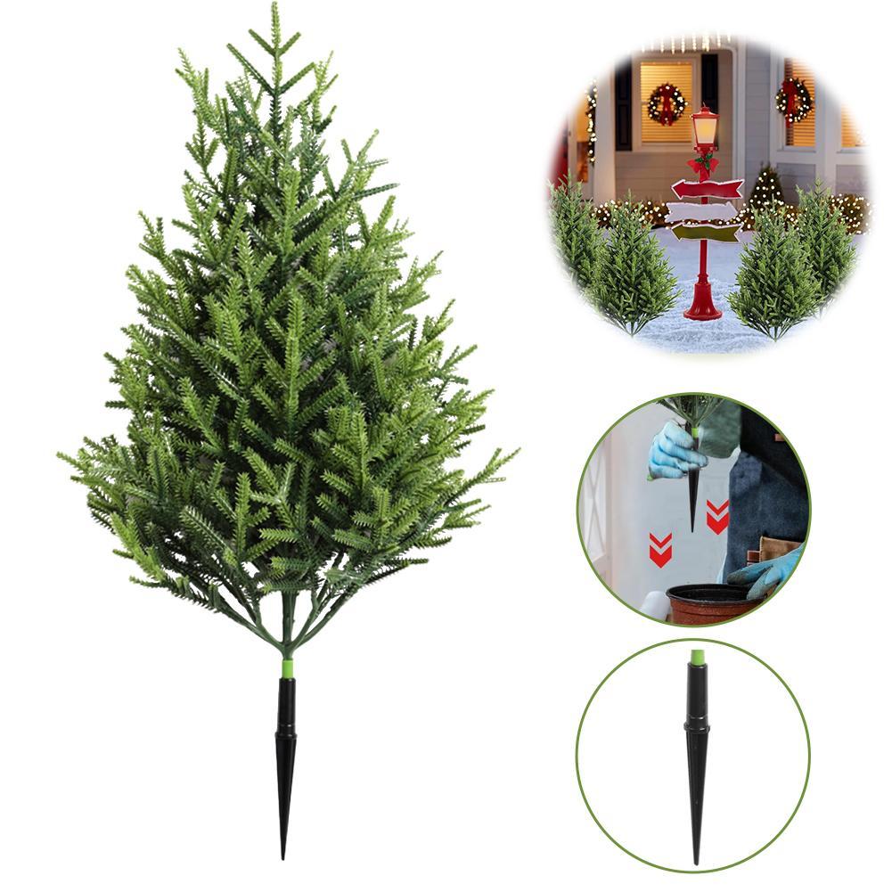 Artificial Cedar Tree Ground Stake Realistic Fake Evergreen Tree Outdoor Indoor Christmas Garden Lifelike Greenery Decoration