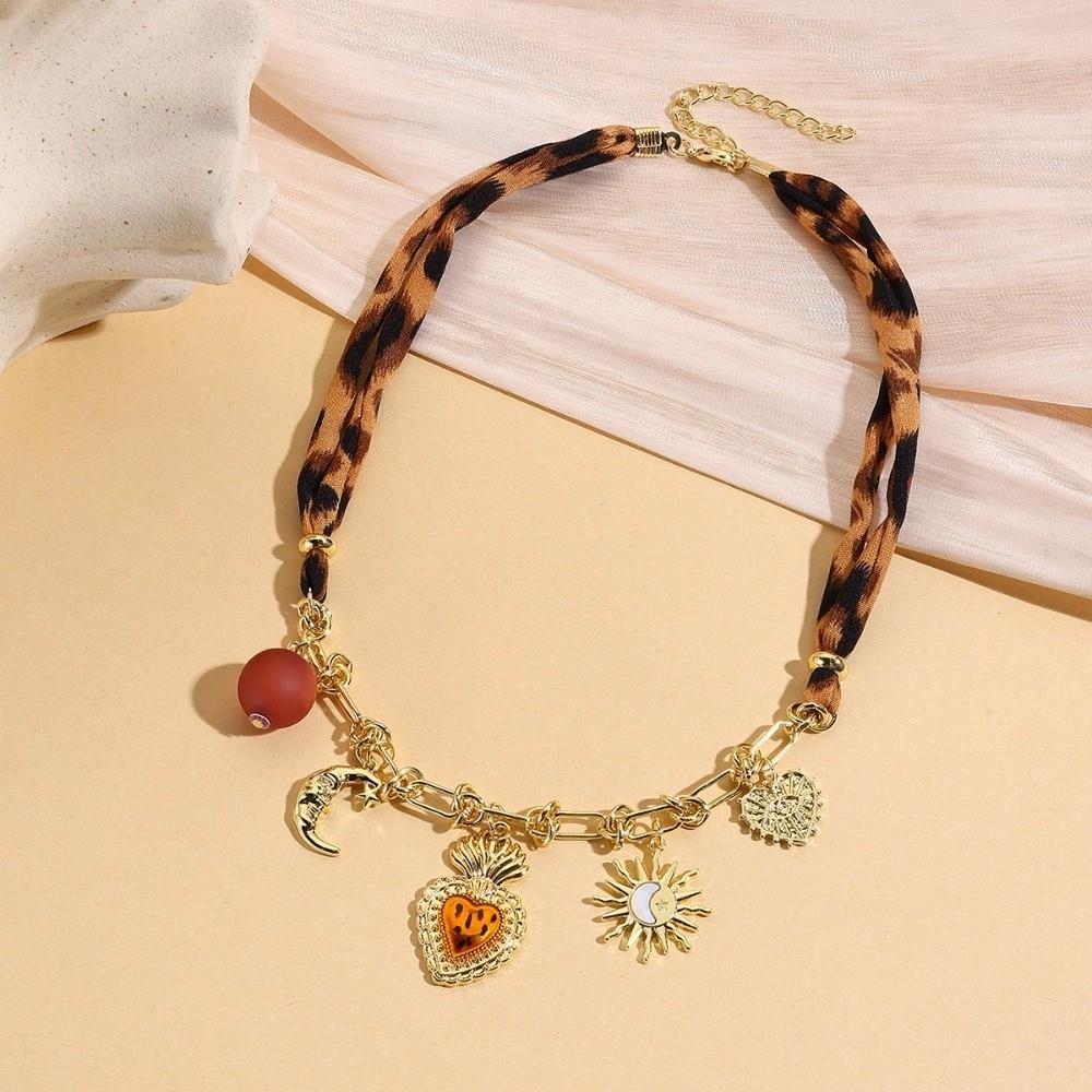 Bohemian Scarf Necklace Heart Charm Scarf Chocker Stackable Jewelry Charm Necklace  Daily