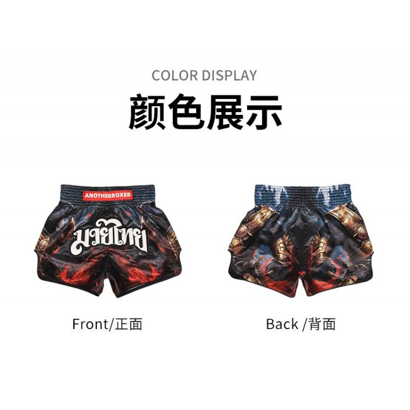Mens Muay Thai Shorts Flame Bear Kickboxing Grappling Martial Arts Training Pants Men Women