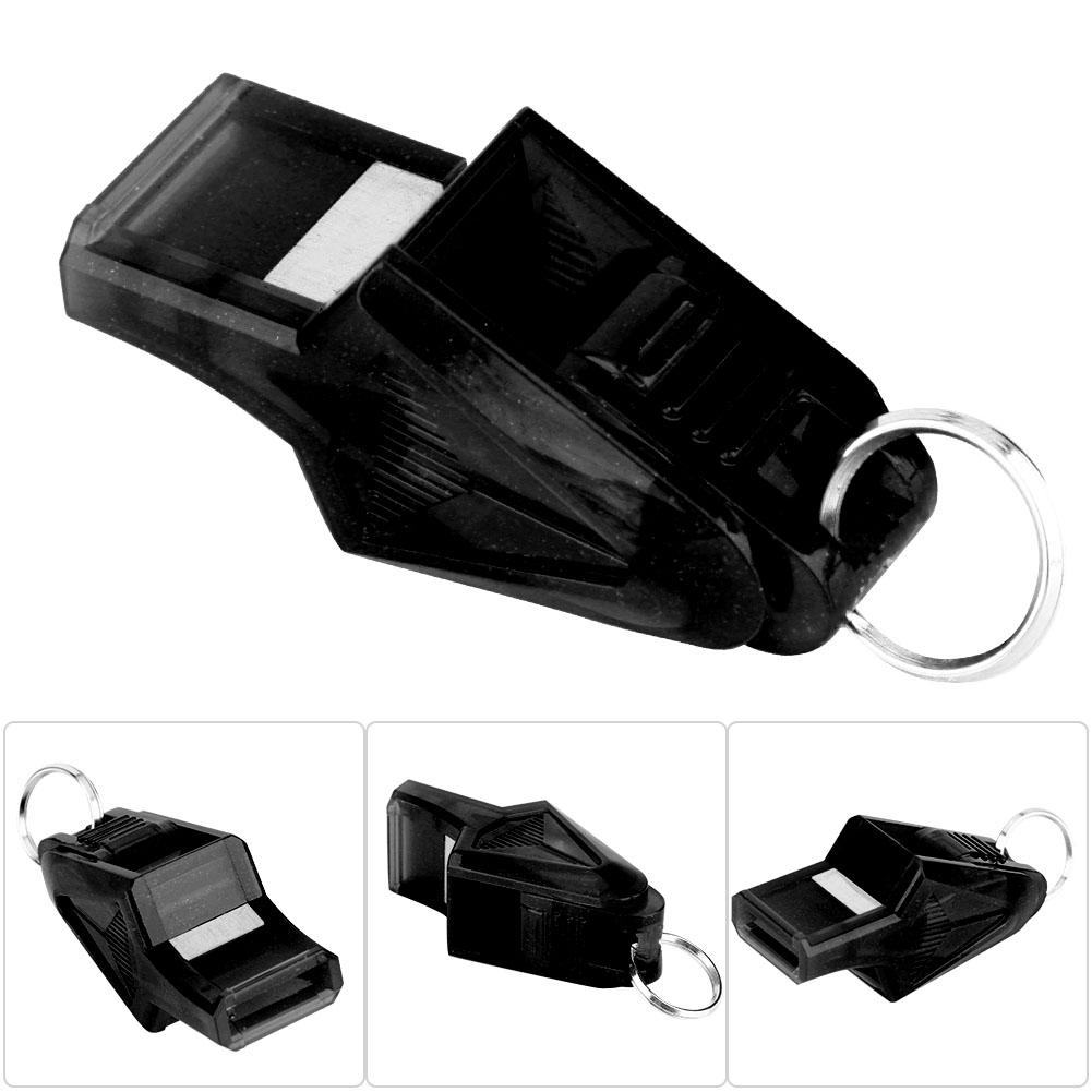 Outdoor Sports Portable Referee Safety Whistle Football Basketball with Lanyard (Black)