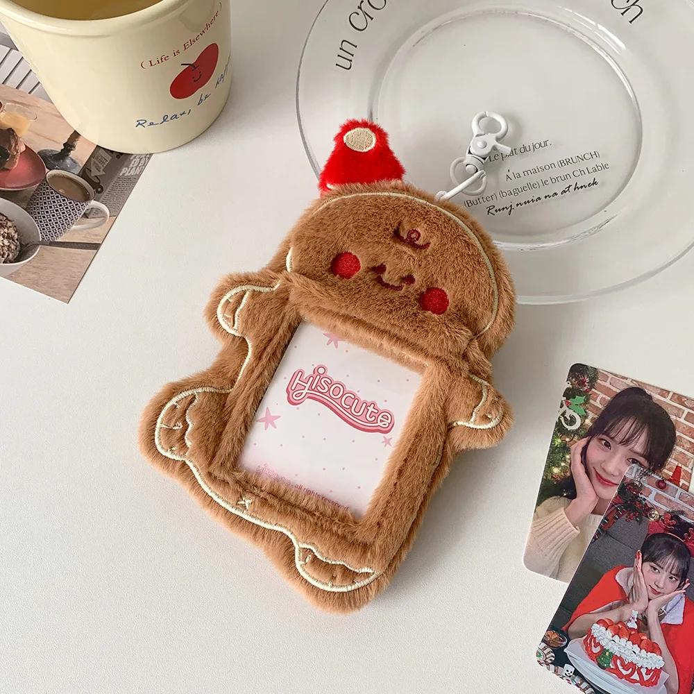 

Мультяшная плюшевая фоторамка в виде рождественской елки, милый пряничный человечек, рукава для фотокарточек для подвески на сумку, кавайные подарки для девочки, оптом