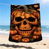 1pc Pumpkin Skull Throw Blanket Polyester Fiber, Lightweight Flannel, Soft & Warm, All Season Use for Outdoor, Camping Digital Print