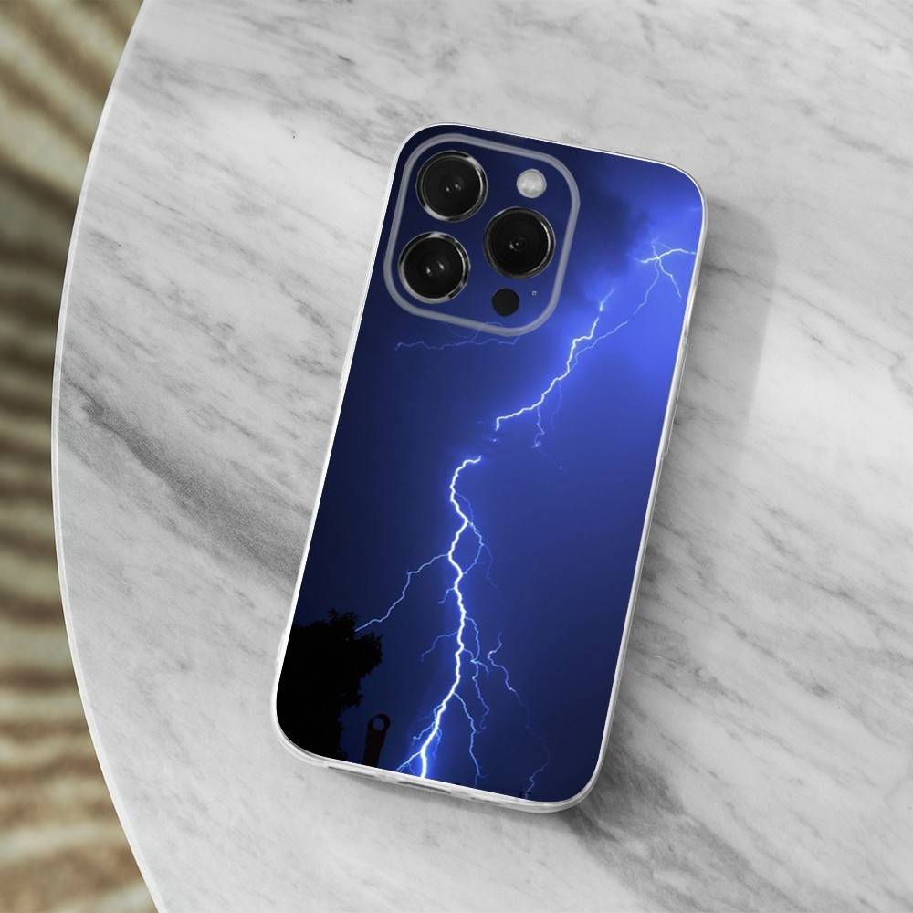 

Nature Thunderbolt Lightning Phone Case For iPhone,14,13,XR,SE,12,15,Pro,Max,Plus,11,17,16,X,XS,Mini Transparent Soft Cover iPhoneXR
