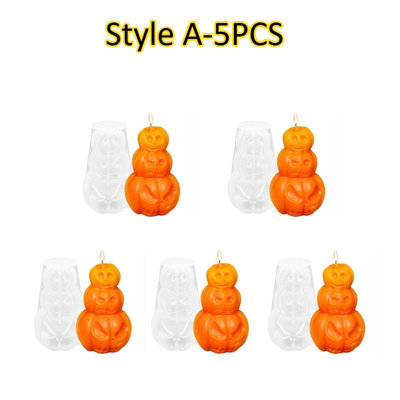 1-5PCS 3D Pumpkin Silicone Candle Mold DIY Halloween Resin Plaster Soap Making Mold Handmade Craft Molds for Home Decoration