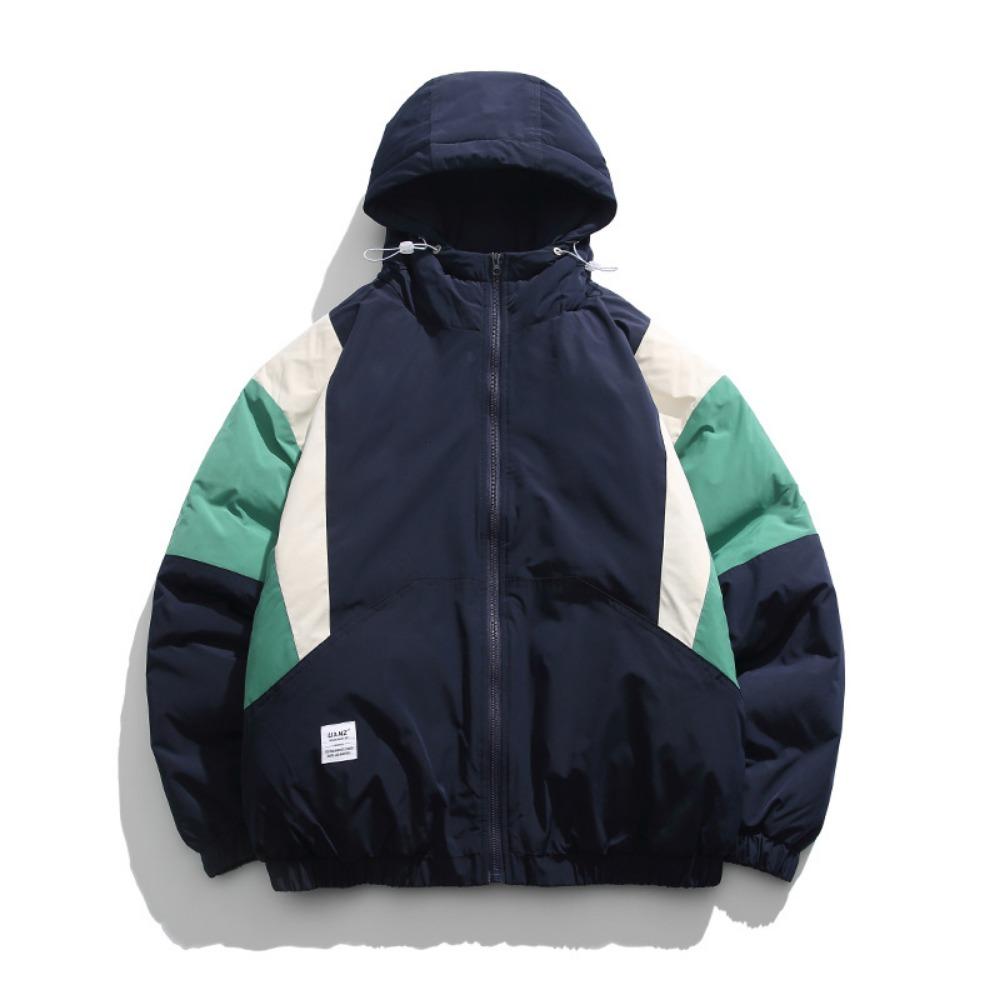 Cotton-padded men's autumn and winter new hooded outdoor windproof velvet thermal jacket men's jacket trendy casual men's clothing