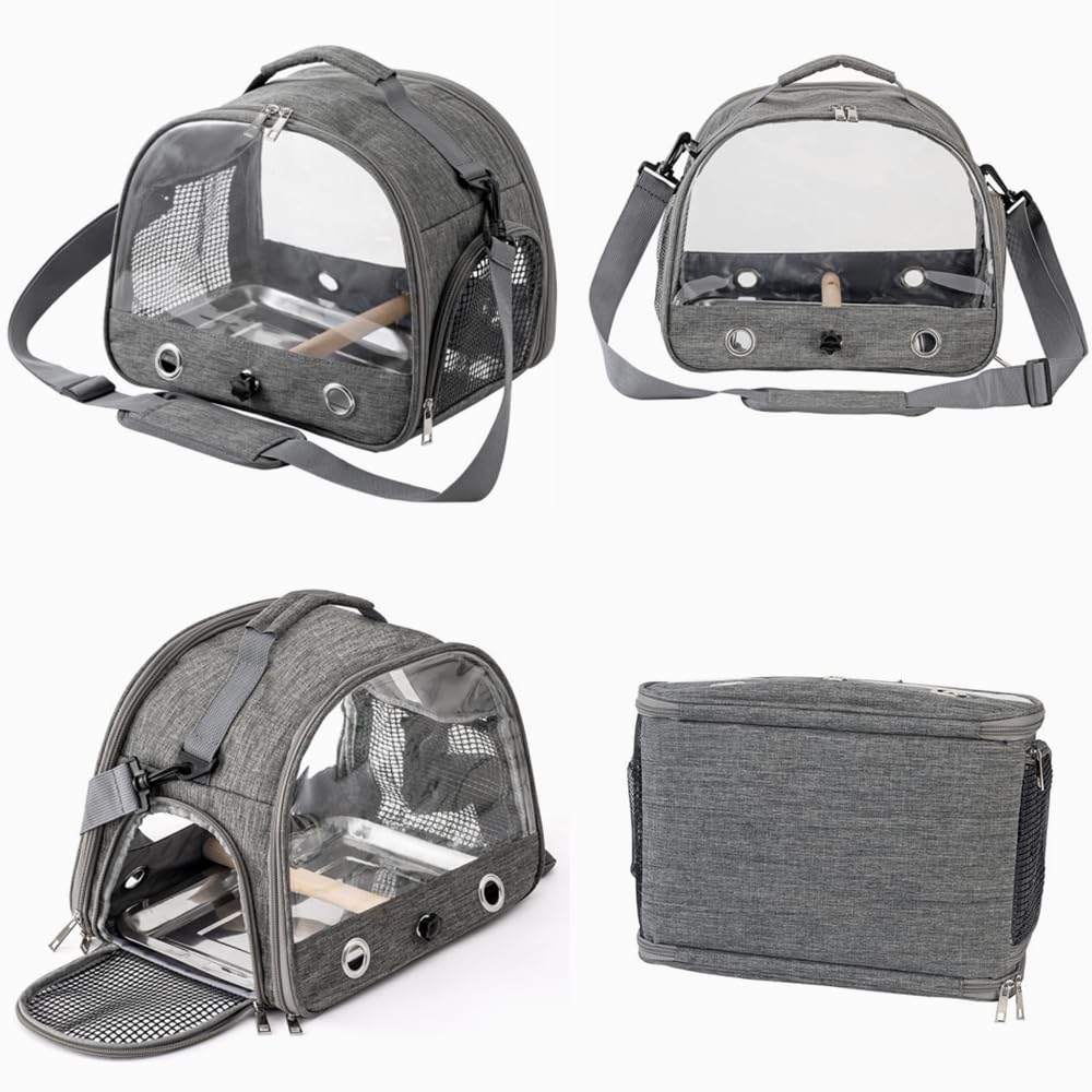 [SYZHXHKL] Bird Carrier Bag with Perch, Walking Cage, Handbag/Shoulder Bag, Pet Outing, with Handle, Breathable, Transparent, Spacious, Parrot Carrier