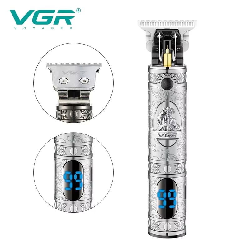 Herren Professionelle Haarschneidemaschine Vollmetallgehäuse LCD Digitalanzeige Retro Ölkopf Elektrische Haarschneidemaschine T9 Gravur Haarschneidemaschine Hautfreundlich