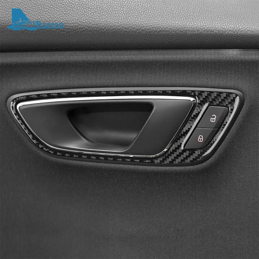 Real Soft Carbon Fiber Sticker For Seat Leon MK3 2013 2014 2015 LHD RHD Car Door Handle Frame Panel Trim Interior Accessories