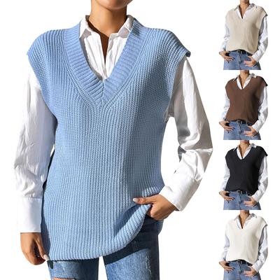 Women's Spring And Fall New V-neck Vest Machine Knitting Sweater Vests