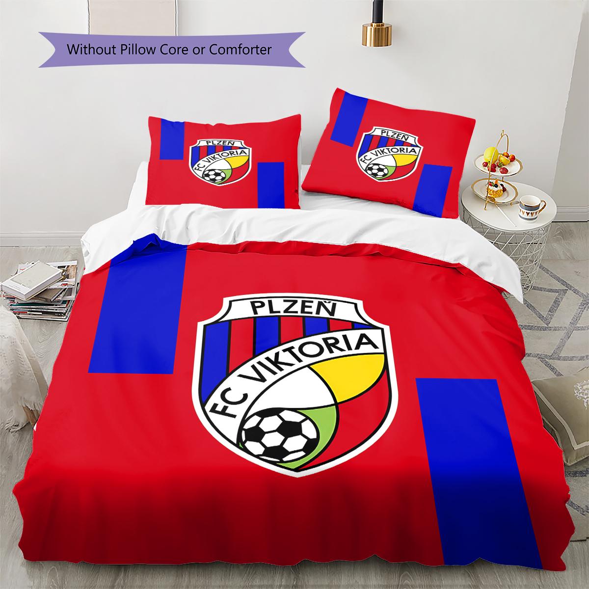

FC Viktoria Plzen Pattern Bedding,Quilt Set Quilt Cover Pillowcase Home Birthday Gift (1 * duvet cover + 2 * pillowcase, without core) 140x200cm