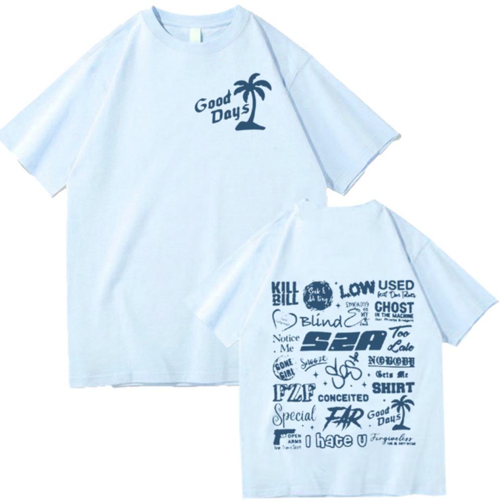 

Футболка с полным списком треков Sza Футболка Sza Good Days Sza Merch Sza Fan Gift Повседневные рубашки с коротким рукавом и круглым вырезом XXXL