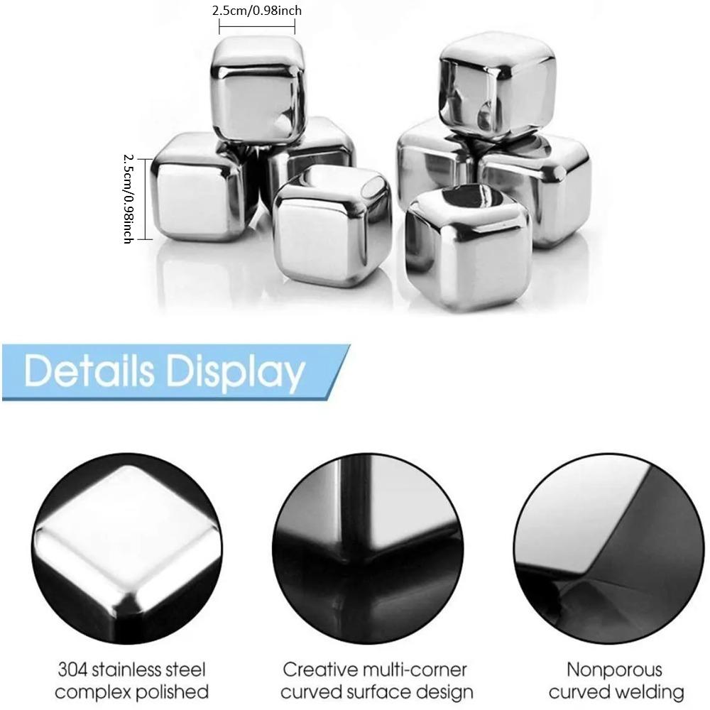 12/6/4/1/pcs Stainless Steel Ice Cubes Set Reusable Chilling Stones for Whiskey Wine Wine Cooling Cube Chilling Rock Party Bar Tool