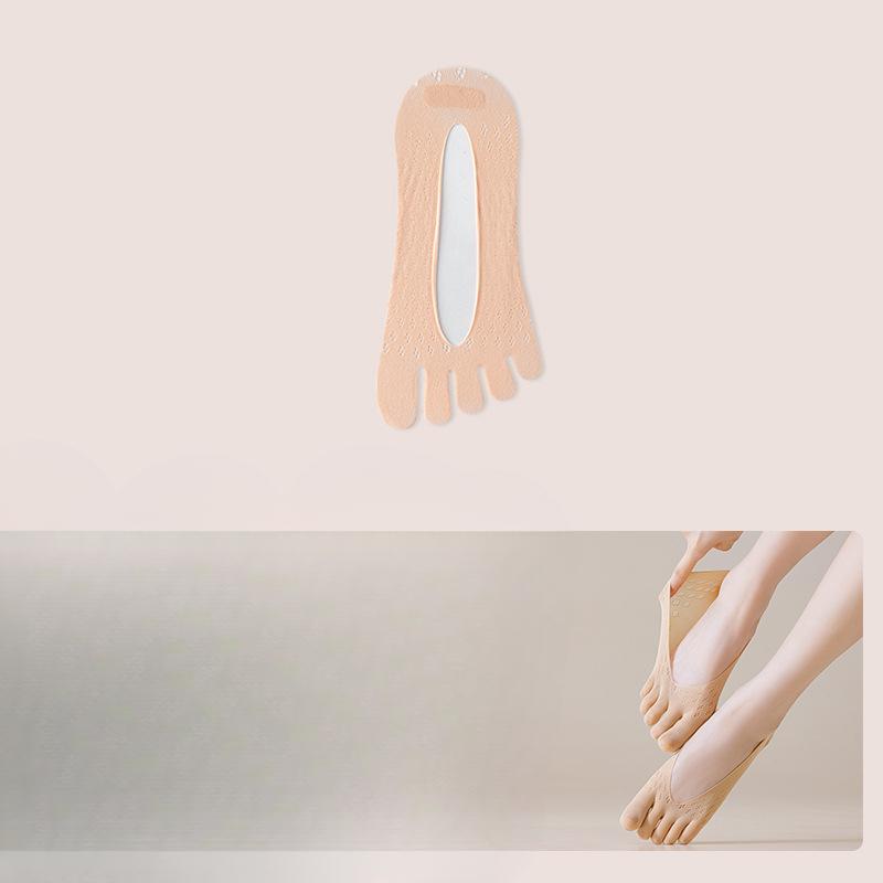 

Носки с пятью пальцами, Женские невидимые носки-лодочки с мелким вырезом, Противоскользящие и не сползающие, а также Антибактериальные и дезодорирующие сетчатые носки 1 pair