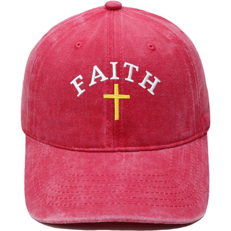 Hot Sale FAITH Alphabet Embroidery Baseball Cap Washed Retro Daddy Hat Men's and Women's Casual Shade Daddy Hat