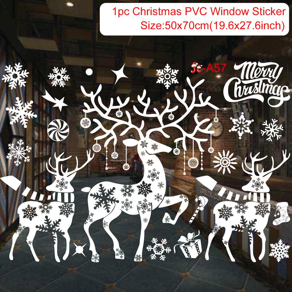 Cartoon Christmas Window Glass Stickers 2025 Christmas Decoration for Home Living Room Wall Decor 2025 Happy New Year Stickers