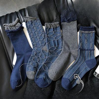 Damen Frühling und Herbst Vintage Klassisch Freizeit Knochenlose Socken