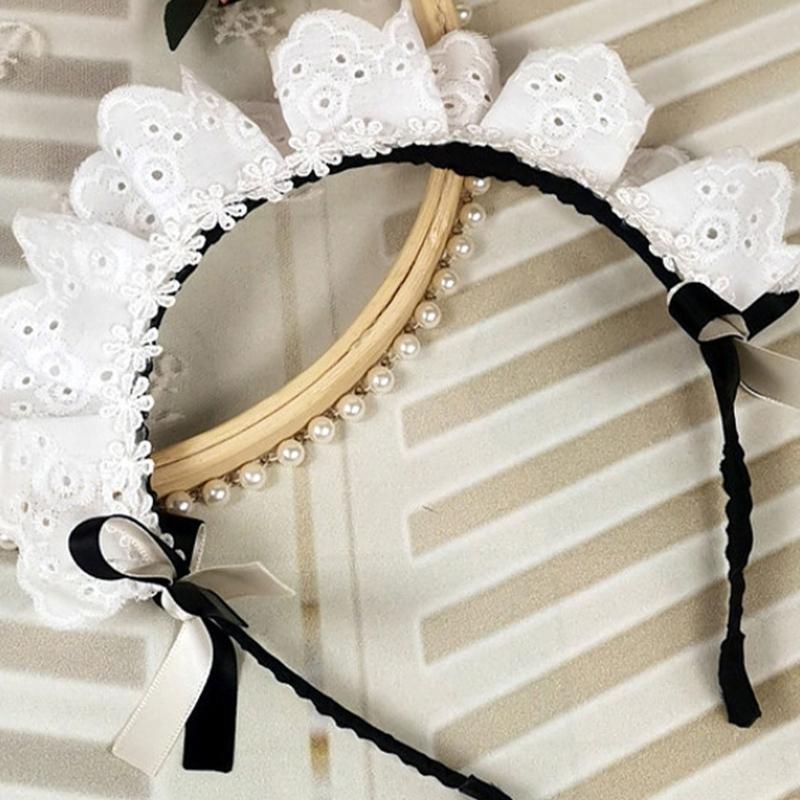 Maid Headbands Women Girls Lolitas Headbands Soft Fabric Headwear Lovely Hair Band for Role Playing and Fashion