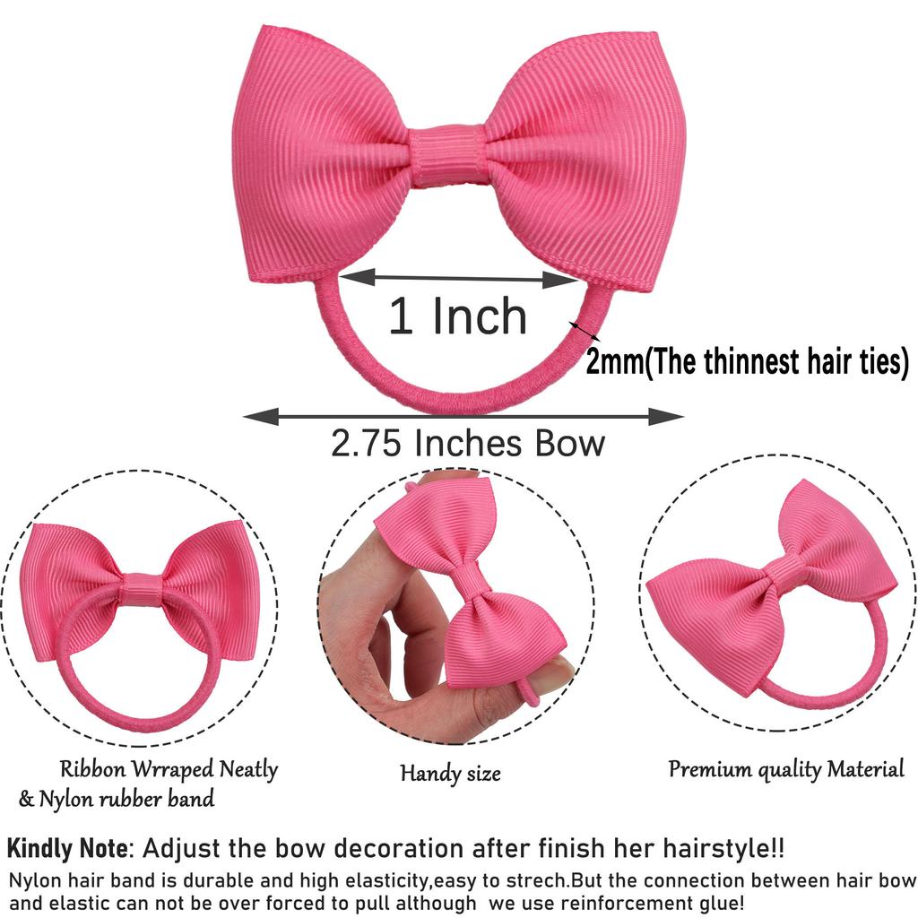 40PCS Baby Girls Hair Bows Tie 2.75"(7cm) Grosgrain Ribbon Bows Rubber Band Ribbon Hair Bands For Girl Teens Kid Infant Toddler