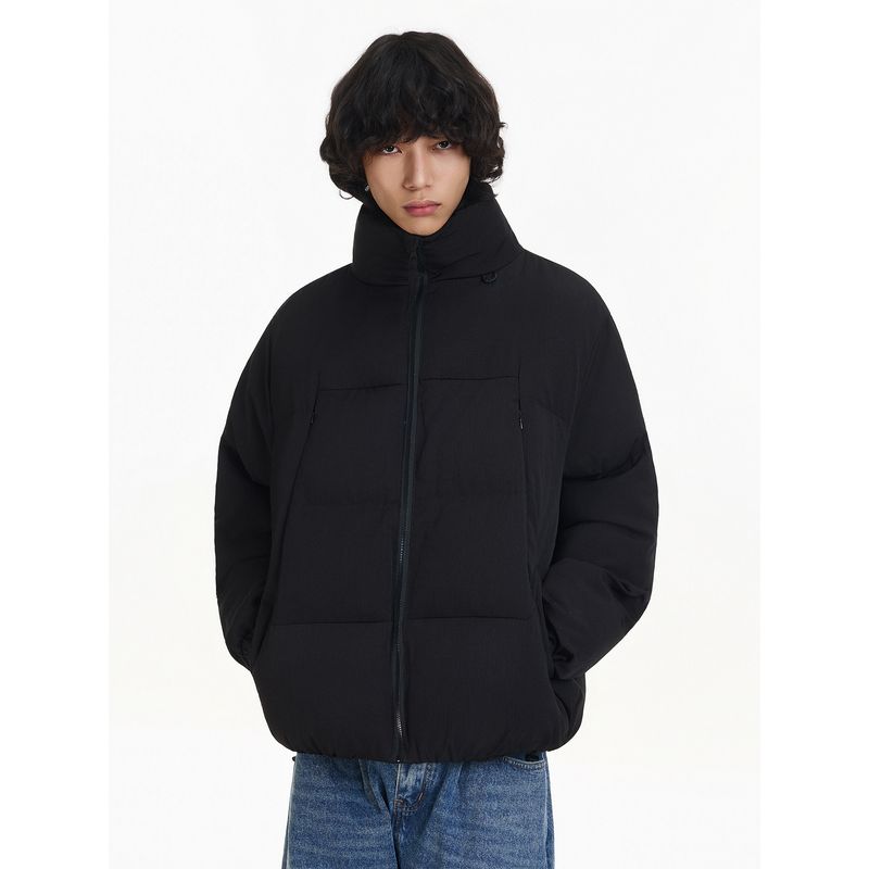 Blaexit 2025 New Men's down Cotton Jacket Winter Thickened Coat with Fleece Warm Cotton Clothing Black Puffer Jacket