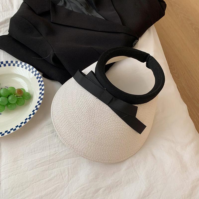 Hat Versatile Style Straw Woven Sweet Bow Portable Comfortable Sun Hatscaps