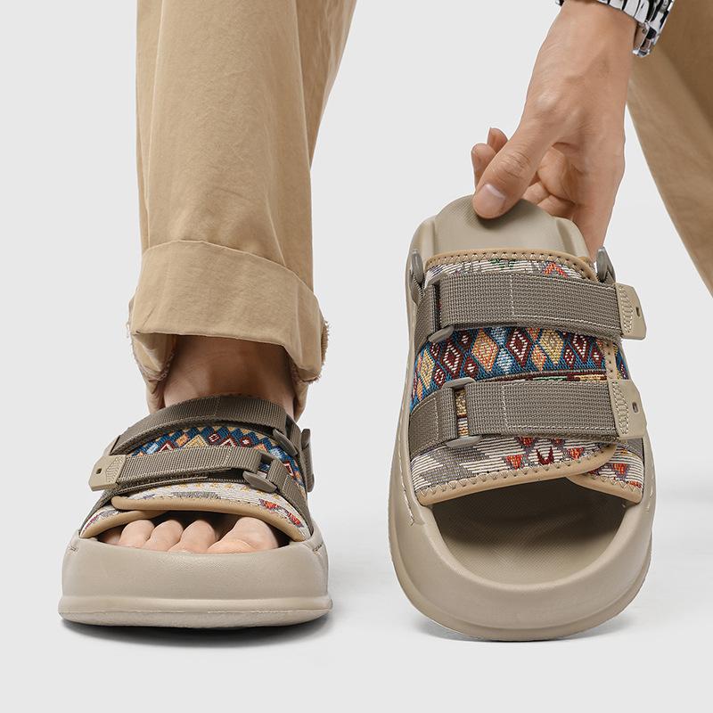 Sandalen Herren Sommer Oberbekleidung rutschfest dicksohlige Scheiße-treten Sandalen lässige Sport-Strandschuhe 471255 schwarz-J