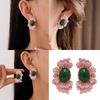 Elegant Oval Floral Designs Earrings Comfortable Wear Silver Posts Retro Styles Jewelry Gifts Convenient for Her