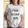 European Sizes Customizable Image And Text Printed Women'S Casual Short-Sleeve T-Shirt - Black And White Top